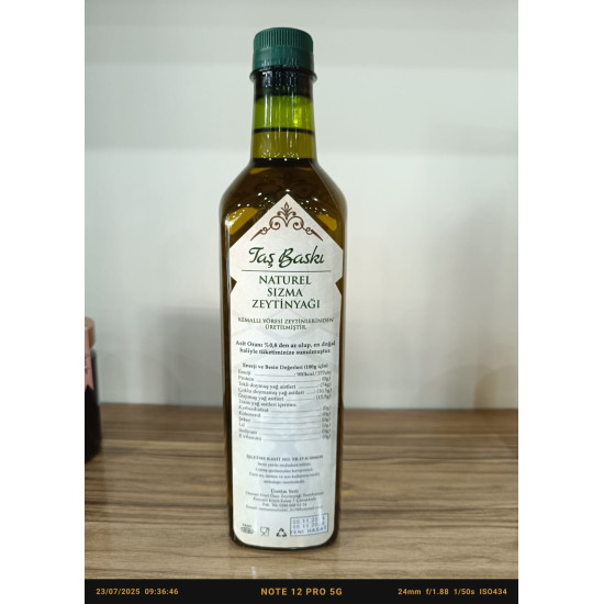 Naturel Sızma Soğuk Sıkım Taş Baskı Zeytin Yağı 1 LT